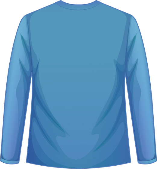 Blue round neck long sleeve t shirt, back side