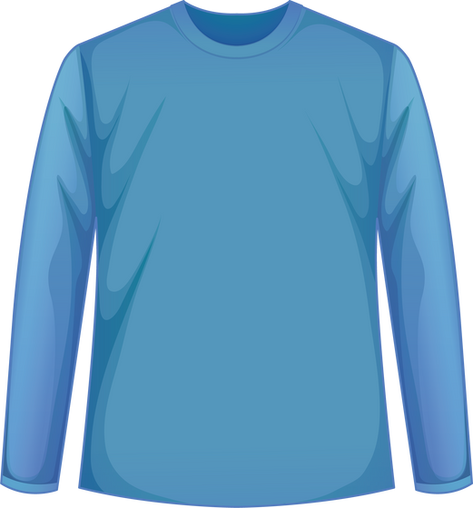 Blue round neck long sleeve t shirt, front side